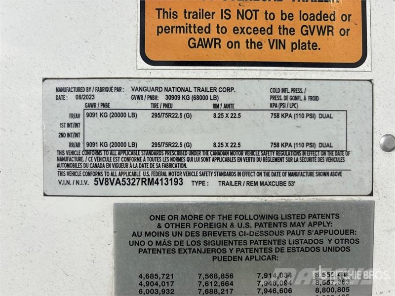 Vanguard 53 ft x 102 in T/A Van Trailer Anhänger-Kastenaufbau