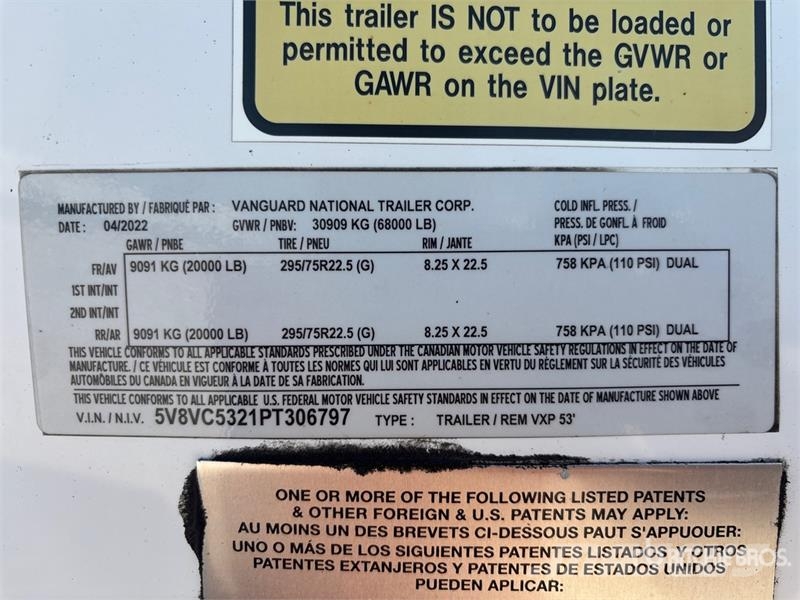 Vanguard 53 ft x 102 in T/A Van Trailer Prikolice sa sandukom