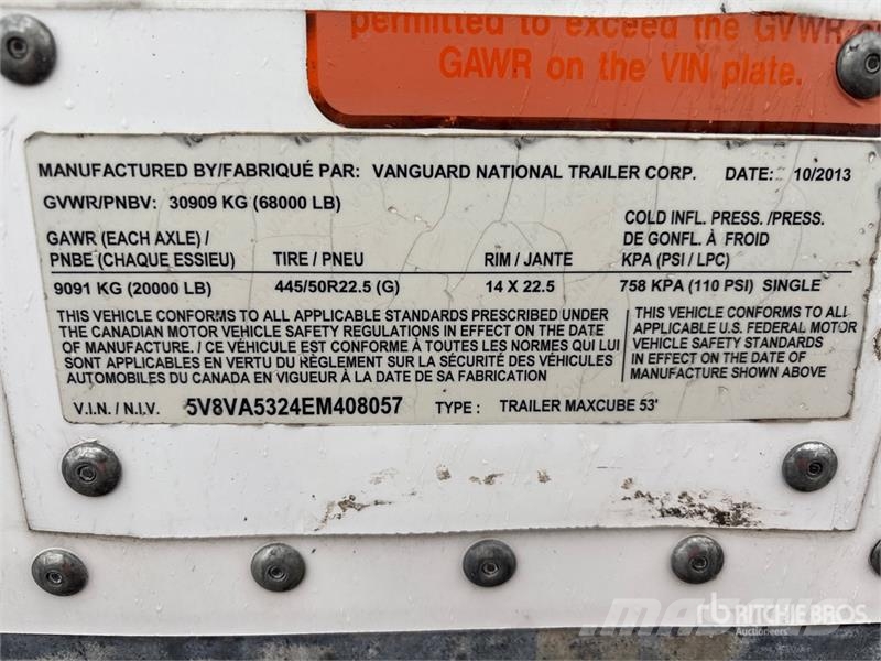 Vanguard Maxcube 53 ft x 96 in T/A Van Trailer Prikolice sa sandukom