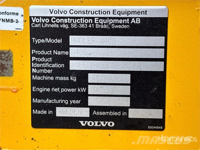 Volvo A40G Articulated Dump Truck Dúmpers articulados