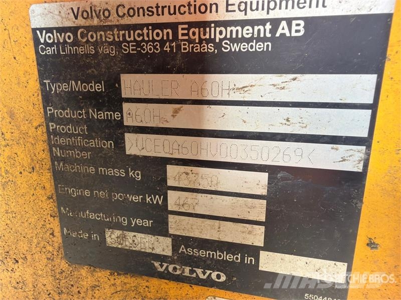 Volvo A60H Articulated Dump Truck ساحبات مفصلية
