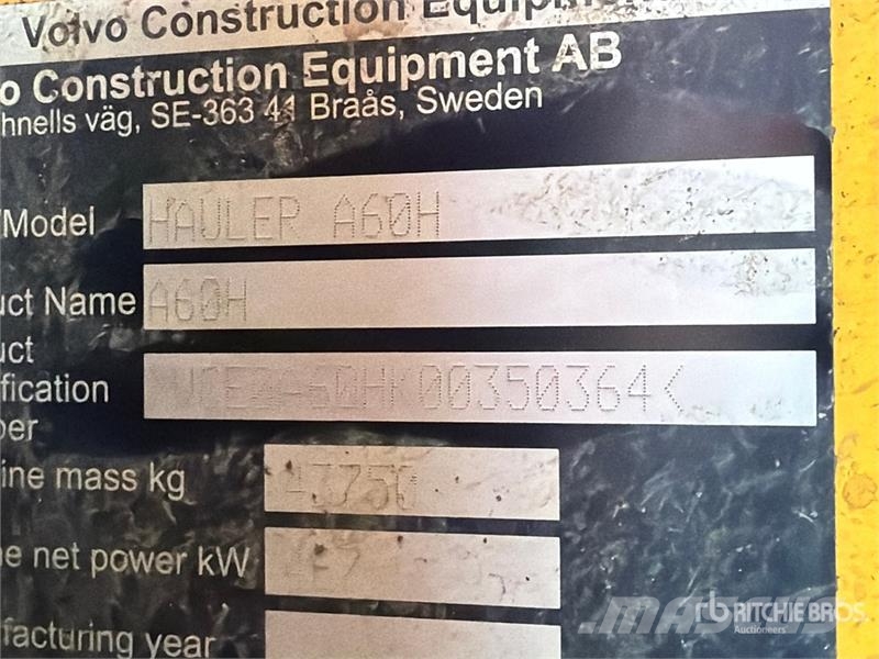 Volvo A60H Articulated Dump Truck Liigendraamiga pinnaseveokid