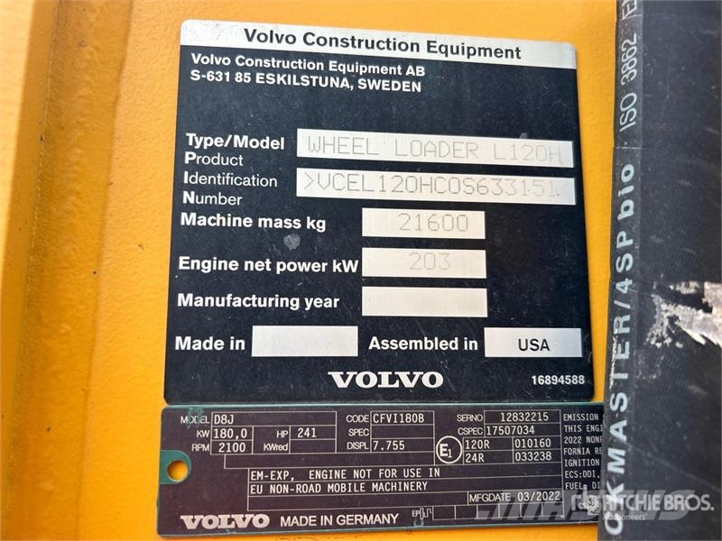 Volvo L120H Wheel Loader Kolesové nakladače