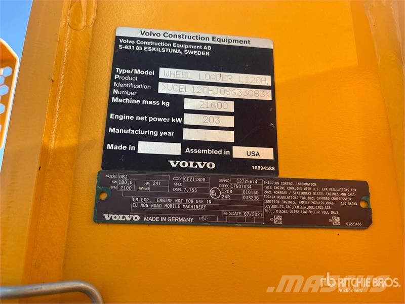 Volvo L120H Wheel Loader Kolesni nakladalci