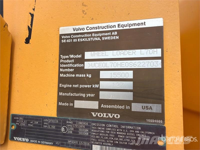 Volvo L70H Wheel Loader Incarcator pe pneuri