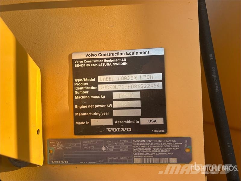 Volvo L70H Wheel Loader Kolesni nakladalci