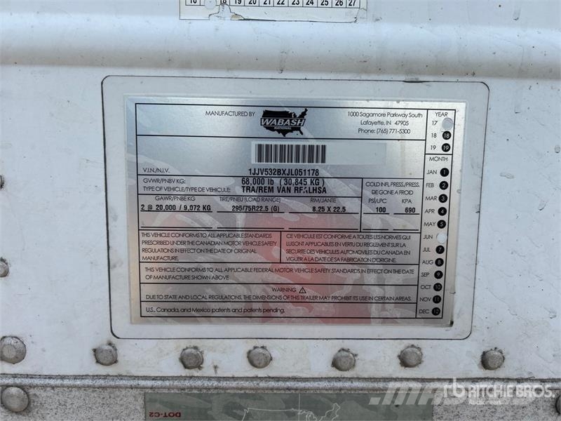 Wabash 53 ft x 102 in T/A Refrigerated Trailer Semirimorchi a temperatura controllata