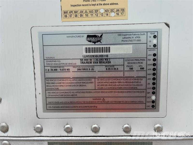 Wabash 53 ft x 102 in T/A Refrigerated Trailer نصف مقطورات بدرجة حرارة قابلة للضبط