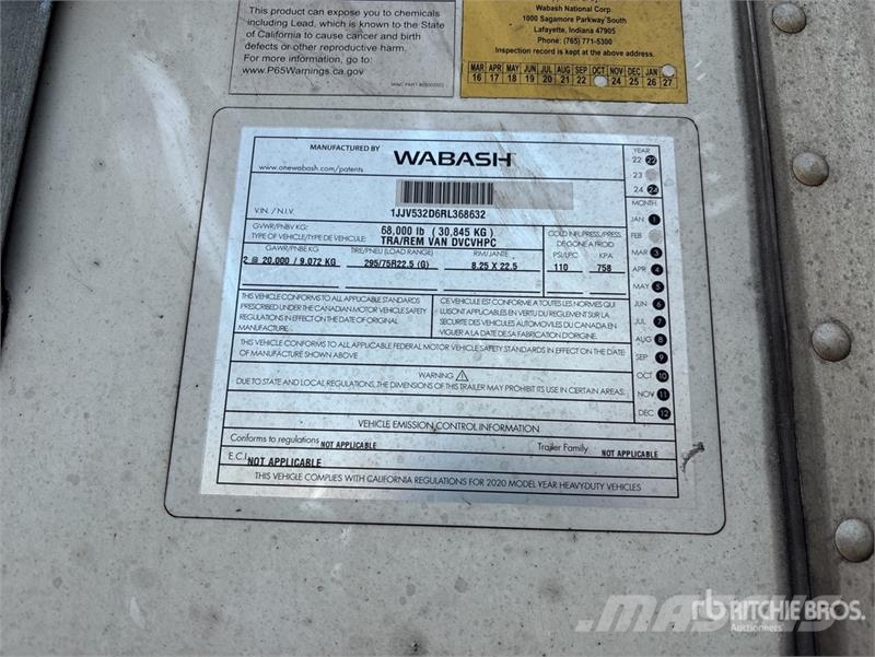 Wabash Dura-Plate 53 ft x 102 in T/A Van Trailer Прицепы-фургоны