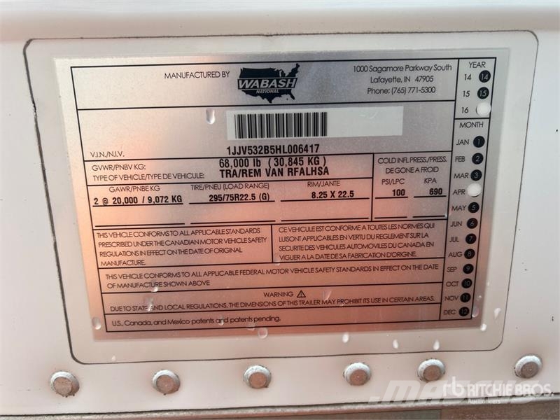 Wabash RFALHSA 53 ft x 102 in T/A Refrigerated Trailer Piekabes ar temperatūras kontroli