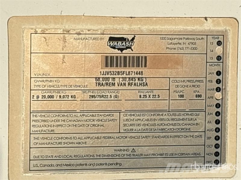 Wabash RFALHSA 53 ft x 102 in T/A Refrigerated Trailer Poluprikolice hladnjače