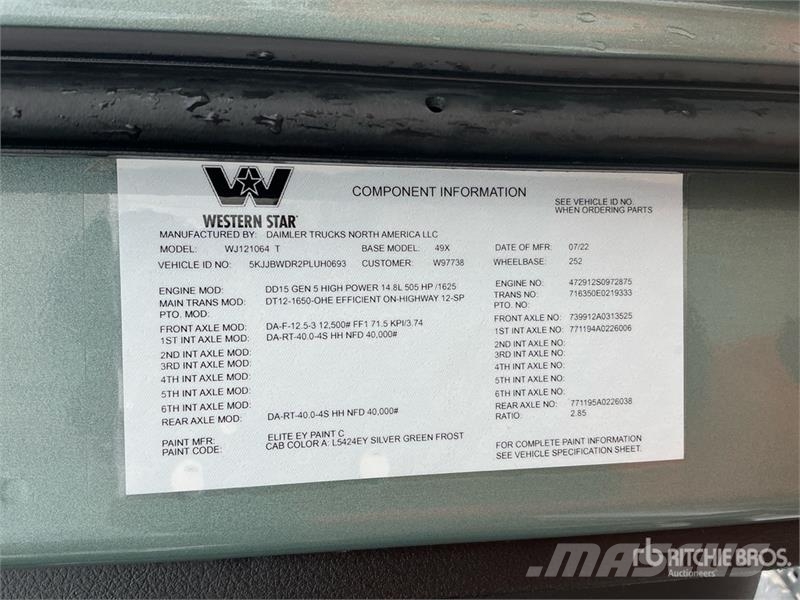 Western Star 4900X 6x4 T/A Sleeper Truck Tractor Autotractoare