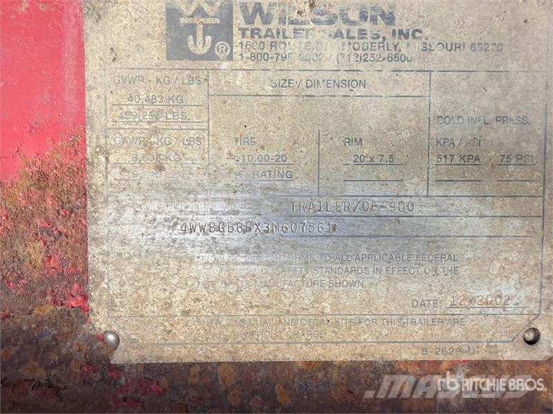 Wilson CF900 48 ft T/A Spread Axle Flatbed Trailer Planhengere