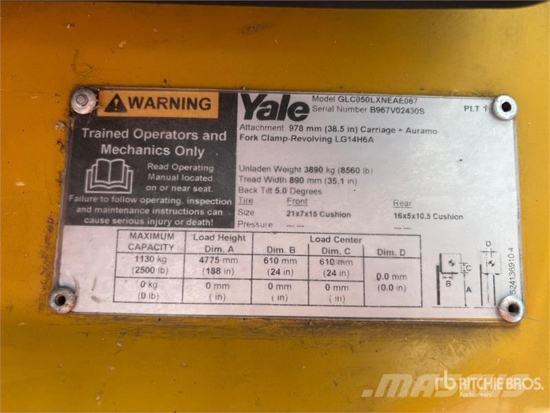 Yale GLC050LXNEAE087 4800 lb Cushion Tire Forklift Інше