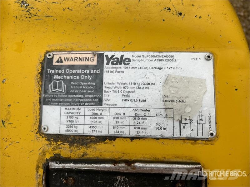 Yale GLP050MXNEAE086 5000 lb Pneumatic Tire Forklift Other