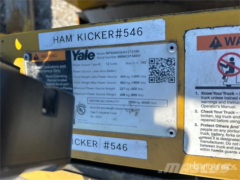 Yale MPW065SEN12T2748 6500 lb Electric Pallet Jack Rankiniai hidrauliniai vėžimėliai