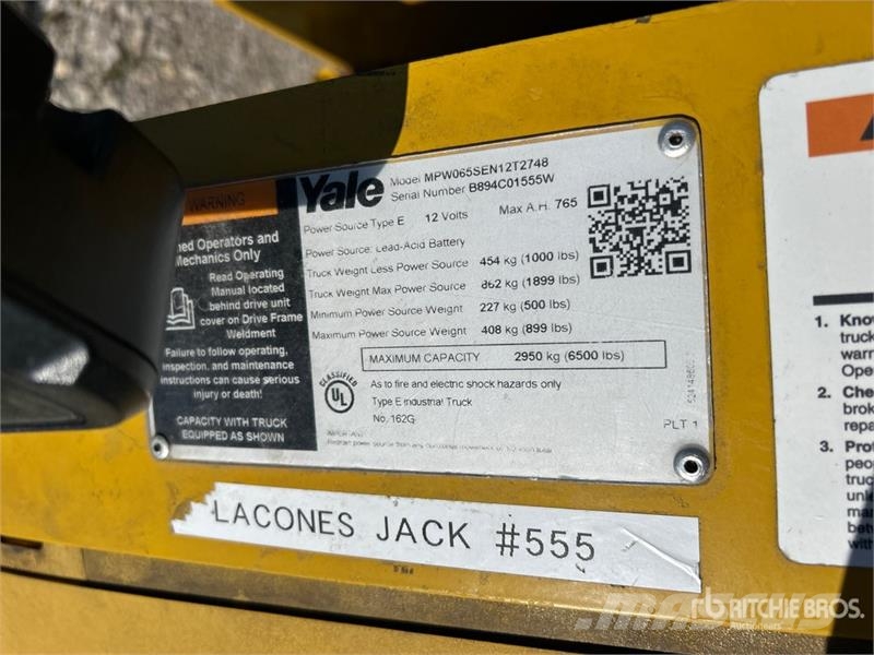 Yale MPW065SEN12T2748 6500 lb Electric Pallet Jack Rankiniai hidrauliniai vėžimėliai