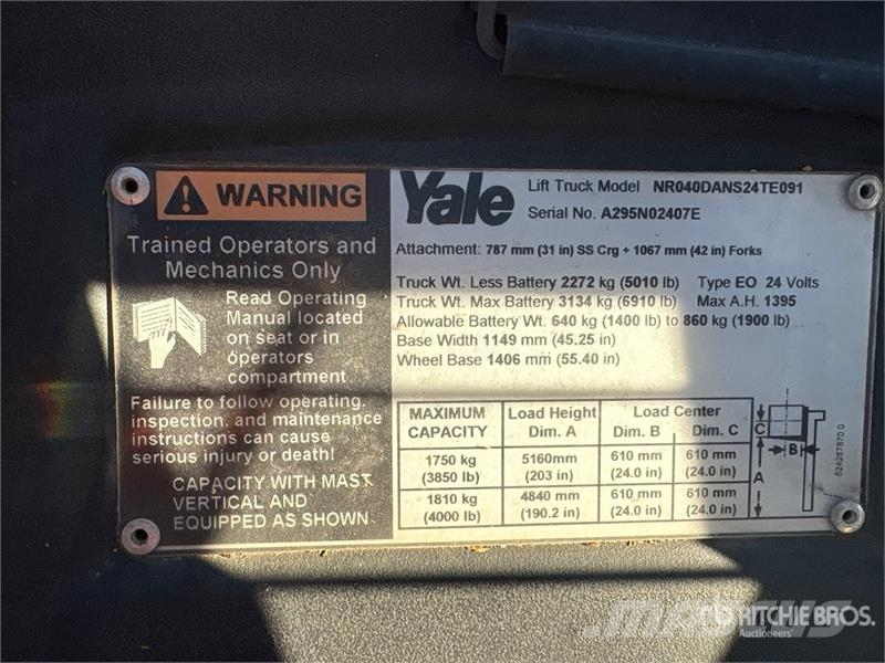 Yale NR040ADNS24TE091 Ηλεκτρικά περονοφόρα ανυψωτικά κλαρκ