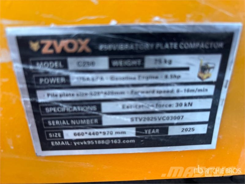  ZVOX C250 Vibratory Plate Compactor (Unused) Уплътнители за плочи
