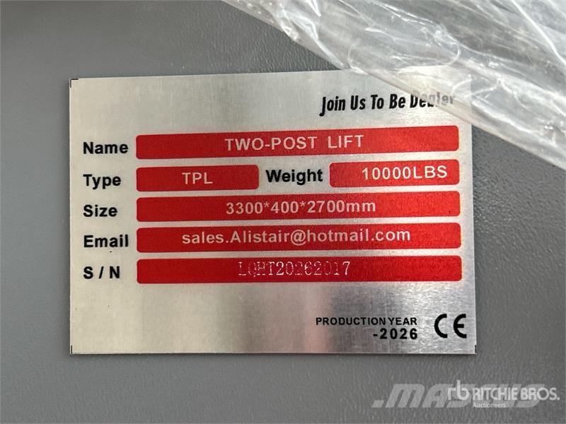 2 Post 10000 lb Vehicle Lift (Unused) Építőipar - Egyebek