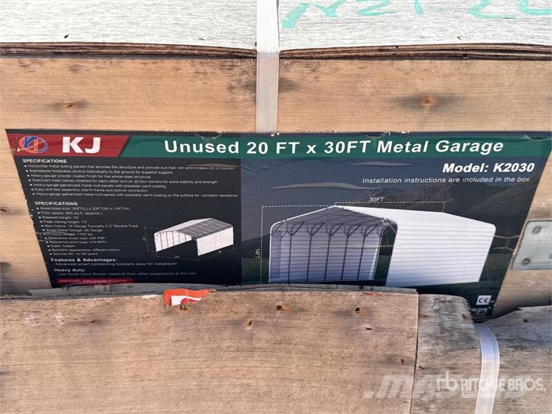 30 ft x 20 ft 2026 KJ K20 Metal Garage (Unused) Інші причепи