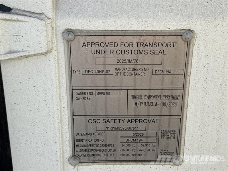  40 ft High Cube Multi-Door Storage Container (Unus 貯蔵