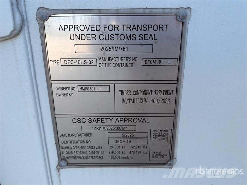 40 ft High Cube Storage Container (Unused) Soojakud