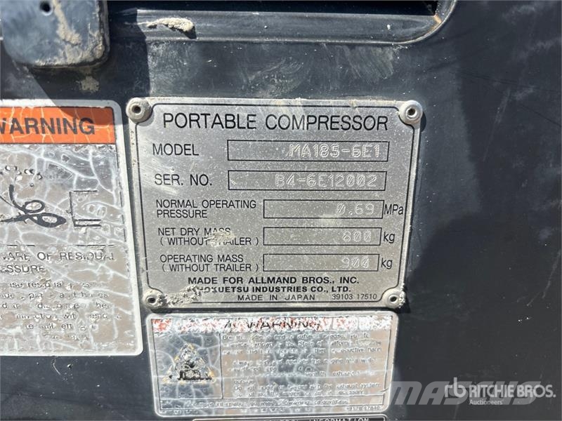 Allmand Bros MA185 185 cfm Mobile Air Compressor コンプレッサー