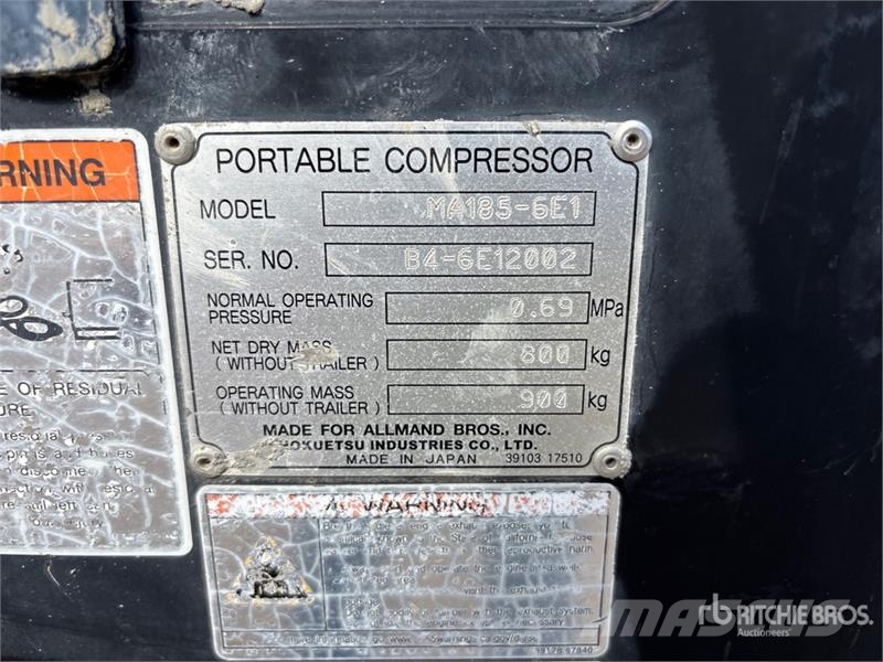 Allmand Bros Maxi-Air 185 185 cfm Mobile Air Compressor コンプレッサー