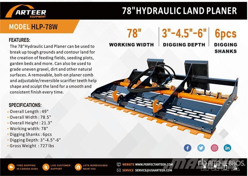 Arteer HLP-78W 78 in Hydraulic Skid Steer Landplane (Unus Sleepeggen