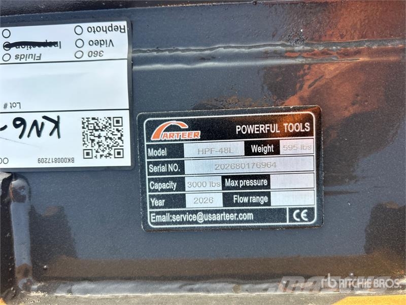Arteer HPF-48L 48 in Hydraulic Skid Steer Forks (Unused) شوكات
