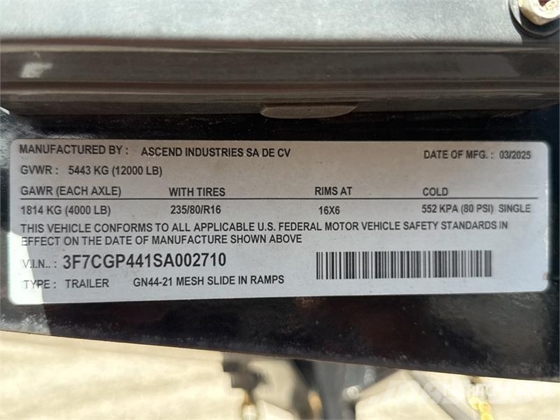 Ascend Industries GN44-21 44 ft Tri/A Gooseneck Equipment Remorque porte engin