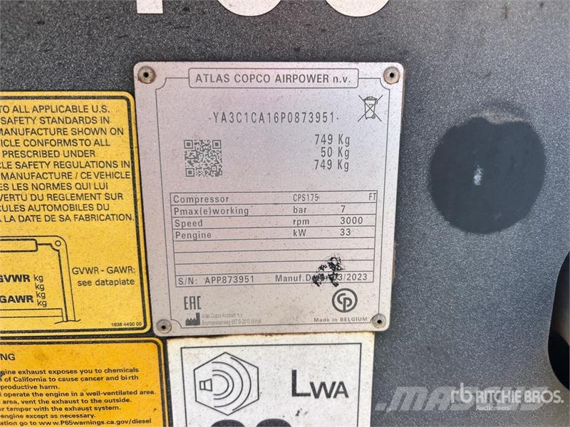 Atlas Copco CPS175 175 cfm Mobile Air Compressor (Inoperable) コンプレッサー