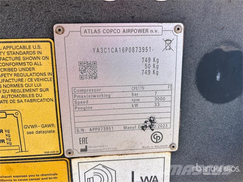 Atlas Copco CPS175 175 cfm Mobile Air Compressor (Inoperable) コンプレッサー