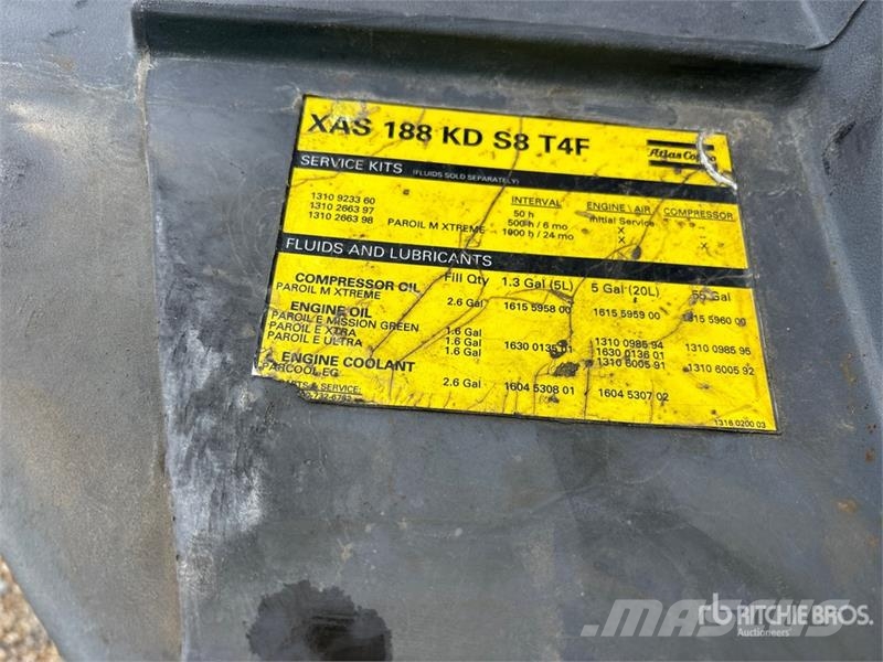Atlas Copco of Atlas Copco XAS188 KD T4F 189 cfm Mobile 125 g Kompresorji
