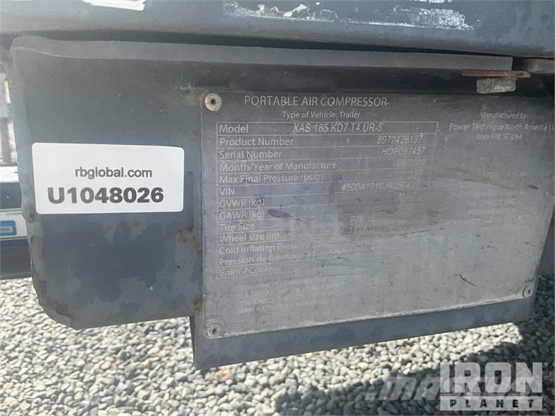 Atlas Copco XAS 185 KD7 T4F 185 cfm Mobile Air Compressor Kompressorer