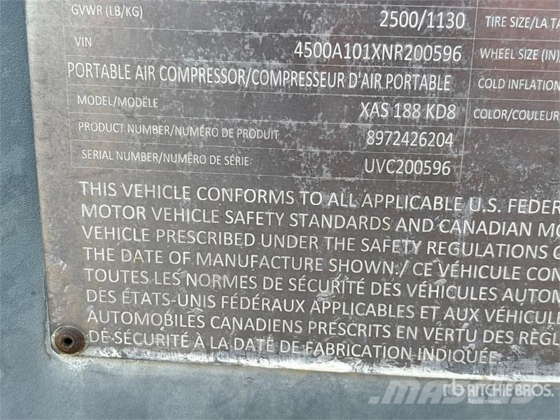 Atlas Copco XAS188 KD T4F 189 cfm Mobile Air Compressor Kompresori