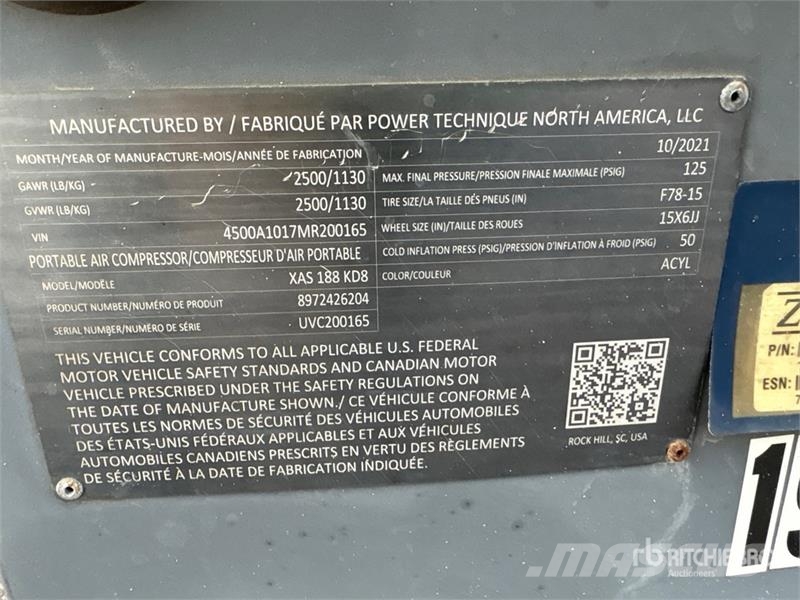 Atlas Copco XAS188 KD T4F Mobile Air Compressor Kompresszorok