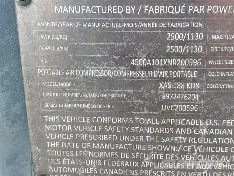 Atlas Copco XAS188 KD T4F 189 cfm Mobile Air Compressor Kompresori