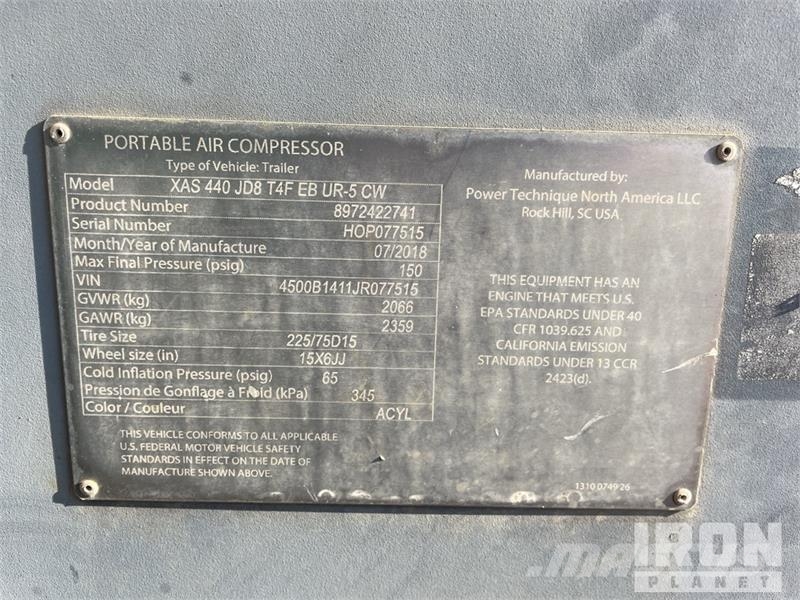 Atlas Copco XAS440JDT4F Mobile Air Compressor Kompresorji