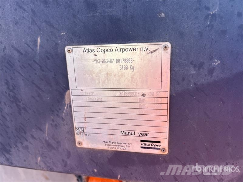 Atlas Copco XATS 800 CD7 Mobile Air Compressor Compressors