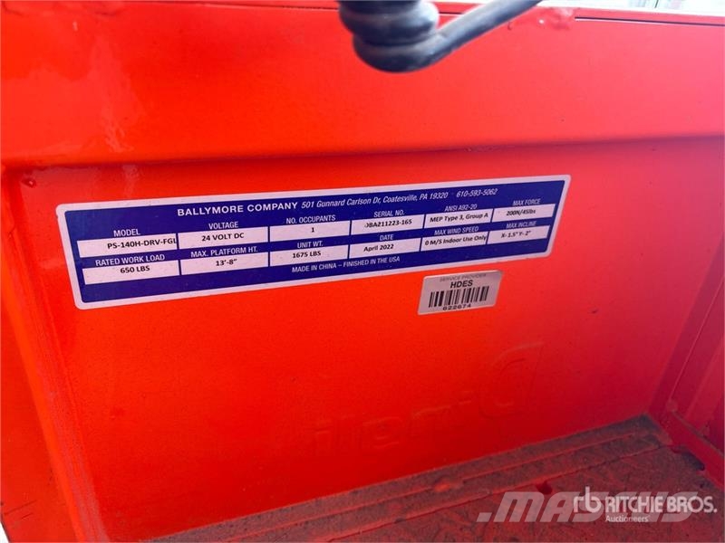 Ballymore PS-140H-DRV-FGL Vertical Mast Lift Used Personnel lifts and access elevators