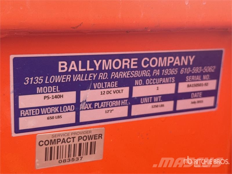 Ballymore PS-140H Vertical Mast Lift Ascensores de personal y montacargas de acceso