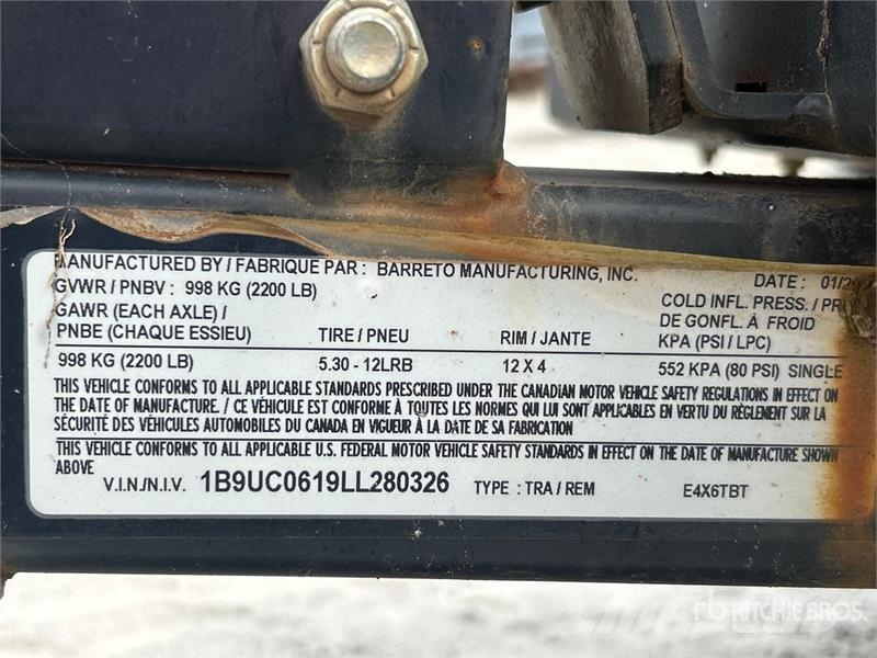 Barreto E4X6TBT 6 ft S/A Trencher Trailer Raskeveohaagised