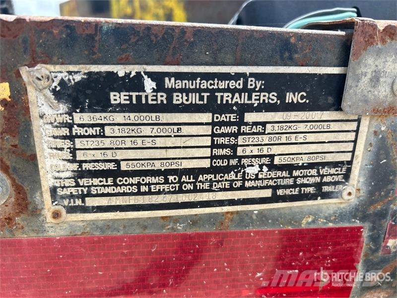 Better Built 18 ft T/A Equipment Trailer Oprijwagen