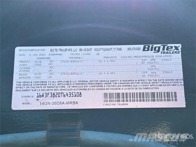 Big Tex 14GN-30 30 ft T/A Gooseneck Equipment Trailer Autotransporter prikolice