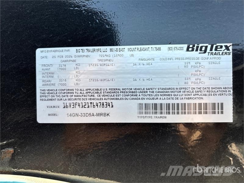 Big Tex 14GN-33D5A-MRBK 34 ft T/A Gooseneck Equipment Trai Reboques de transporte Auto