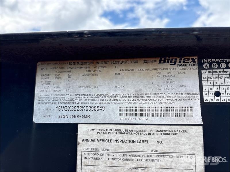 Big Tex 22GN-35BK+5MR 40 ft T/A Gooseneck Equipment Traile 車輛運輸拖車