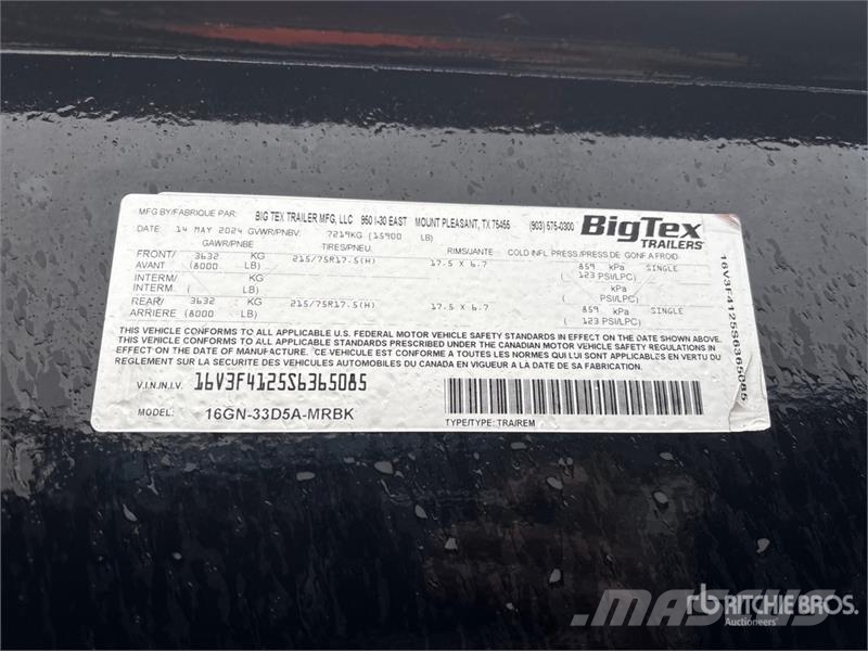 Big Tex T/A Gooseneck Equipment Trailer Reboques de transporte Auto