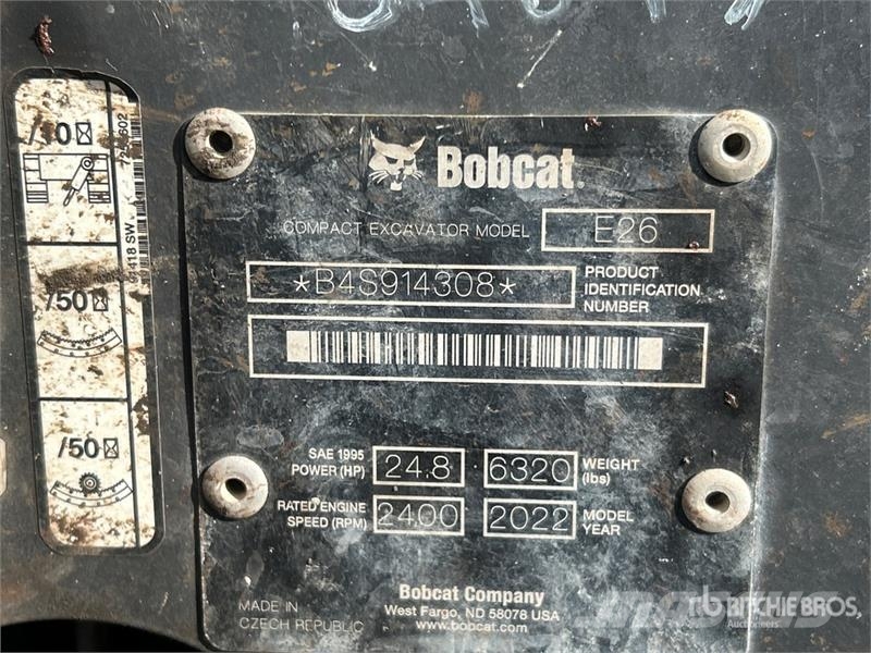 Bobcat E26 Mini bagri <7t